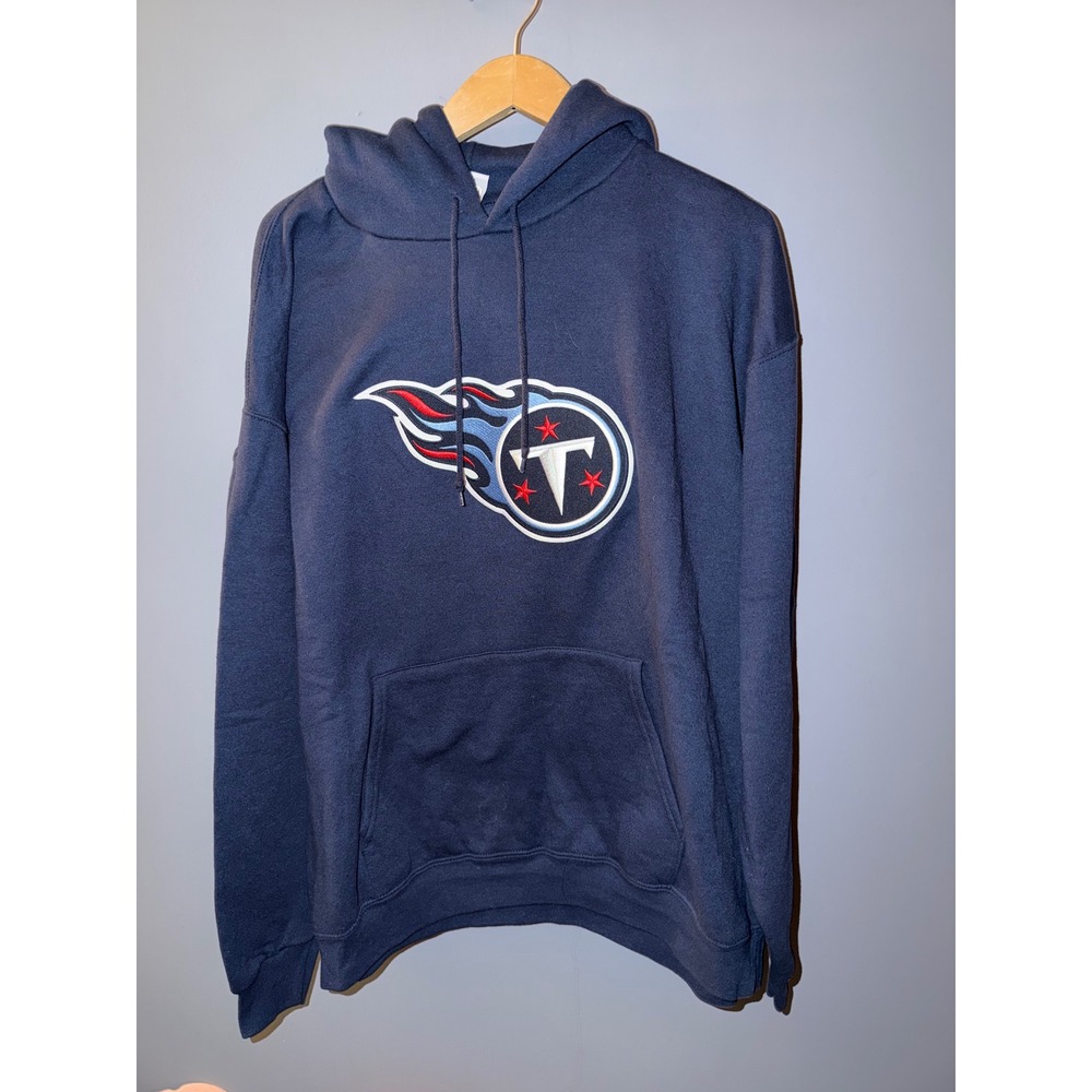 NFL Team Apparel Tennessee Titans Hoodie Mens Large Navy Blue Pullover Logo